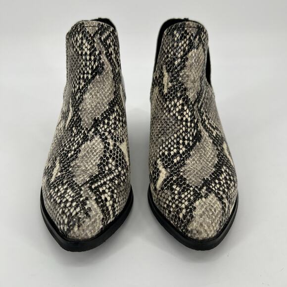 Blondo Eliza Bootie Womens 8.5M Snakeskin Print Leather Black Cream Waterproof - Picture 2 of 9